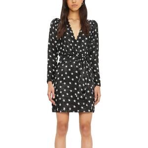 The Kooples Star Boulevard Lace Trim Black Satin Mini Dress